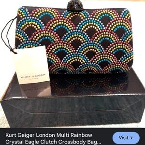 Kurt Geiger Black Multicolor Crystal Clutch NWT